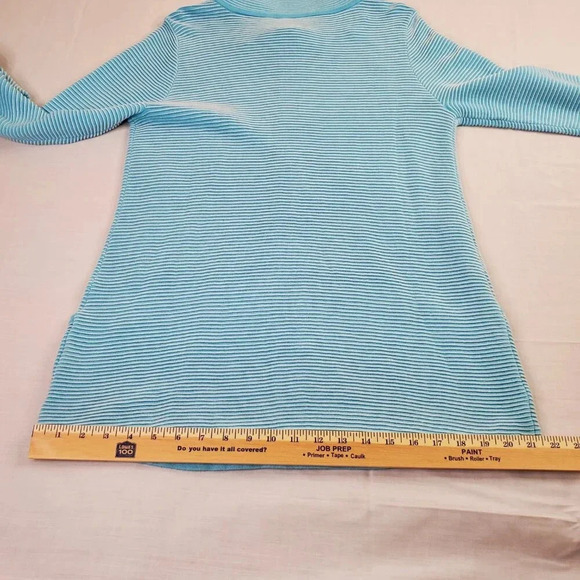 Soft Surroundings Corcovado Zip Sweater Womens Medium Blue White Ribbed Long - Picture 13 of 16